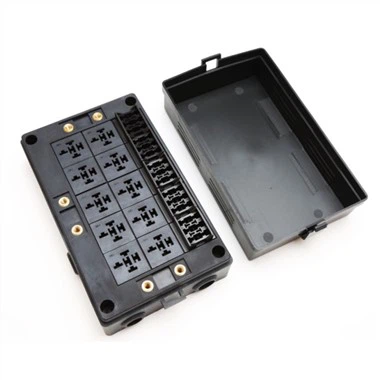 Blwch Cyfnewid Ffiws gyda 15 Slotiau Deiliad Ffiws a 10 Panel Ras Gyfnewid Slotiau